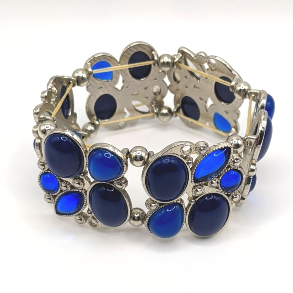 Stretchy Blue Metal Bracelet